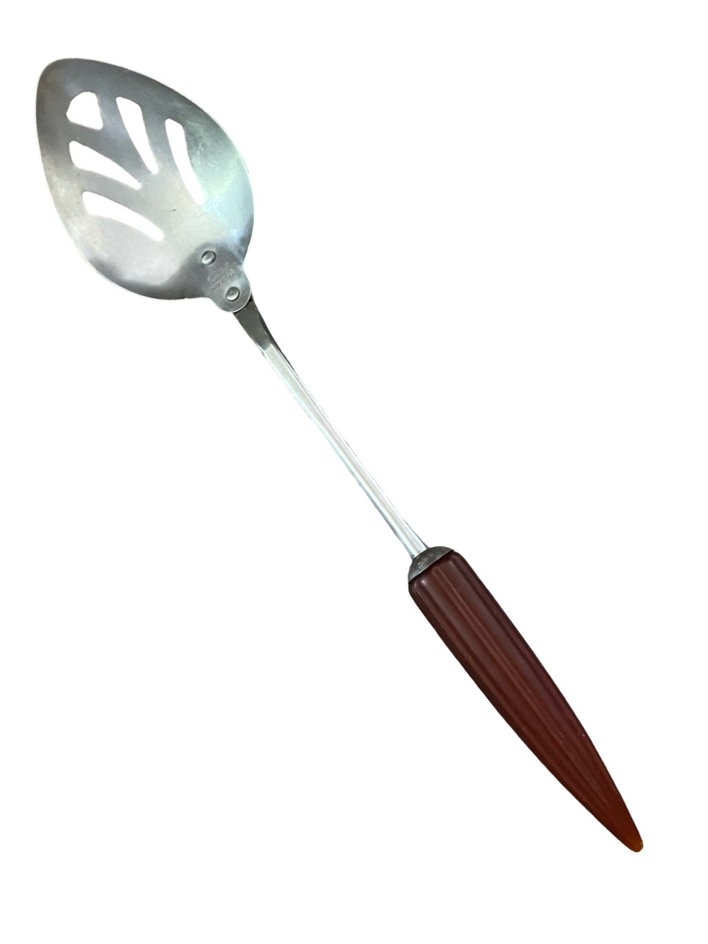Vtg Androck Slotted Spoon Burgundy Red Bullet Bakelite Handle Kitchen Utensil 12